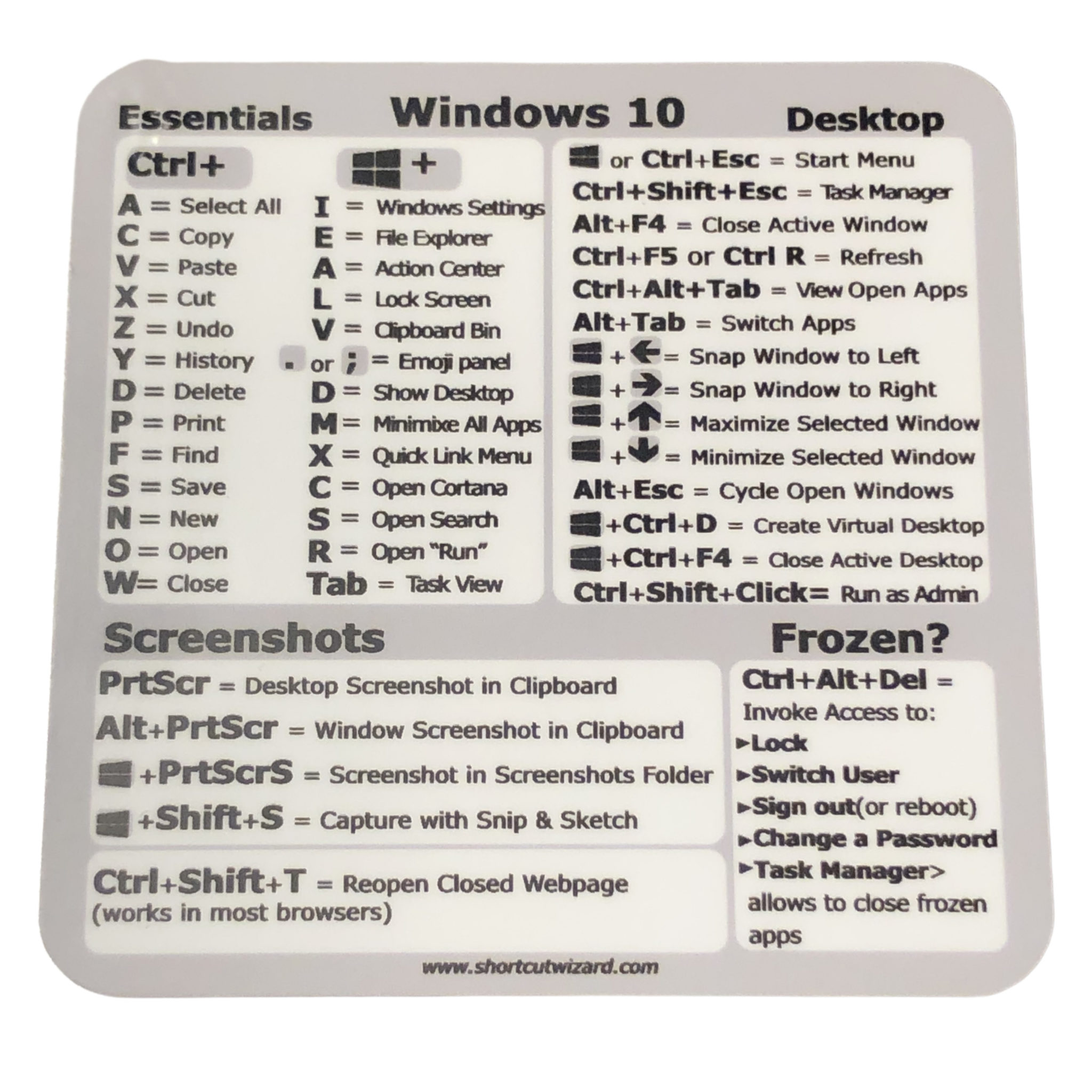 all keyboard shortcuts windows 10